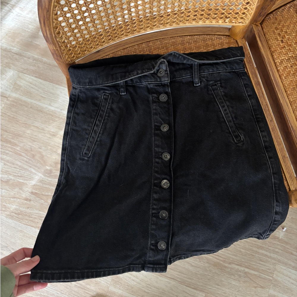 Anthropologie Black Denim Skirt